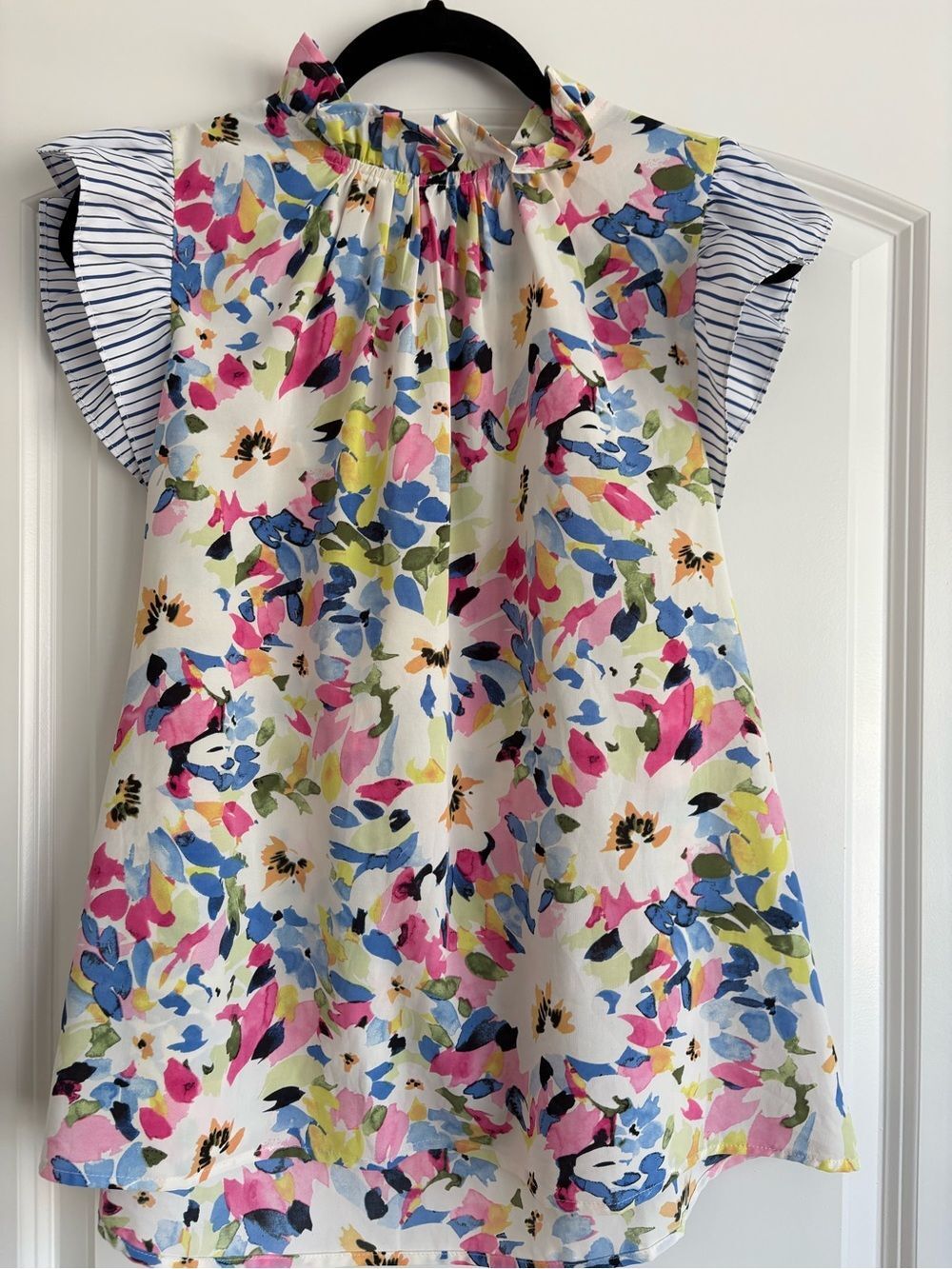 Floral Flutter-Sleeve Casual Dress - White Multi